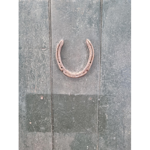 12 - A green and cream painted pine Estate Tack Cupboard with shelved interior, 6ft High x 3ft 6.5in Wide... 