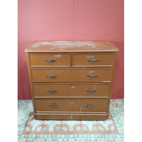 13 - A large painted pine Chest of two short and three long graduated drawers, A/F, 3ft 9in H x 3ft 11in ... 