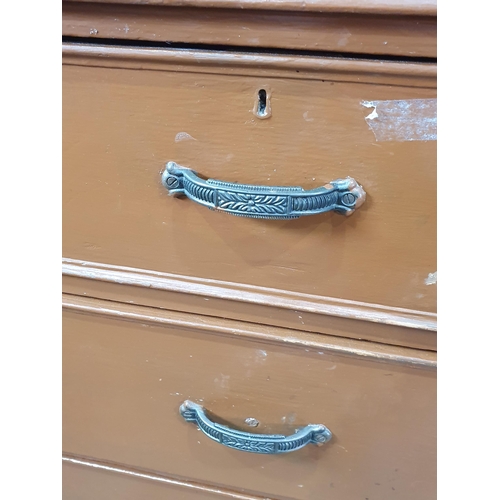 13 - A large painted pine Chest of two short and three long graduated drawers, A/F, 3ft 9in H x 3ft 11in ... 