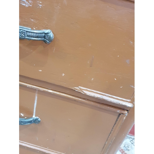 13 - A large painted pine Chest of two short and three long graduated drawers, A/F, 3ft 9in H x 3ft 11in ... 