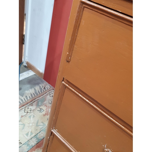 13 - A large painted pine Chest of two short and three long graduated drawers, A/F, 3ft 9in H x 3ft 11in ... 