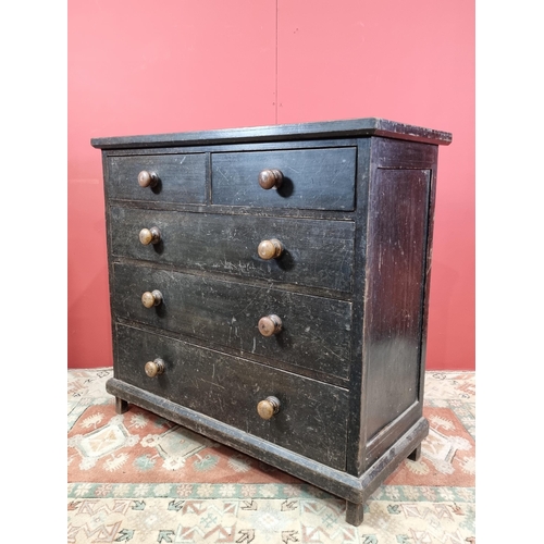 15 - A pine Chest of two short over three long graduated Drawers, with panelled sides and raised on squar... 