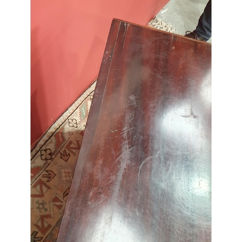 17 - A small mahogany Chest of three graduated drawers with ring handles, raised on shaped bracket suppor... 