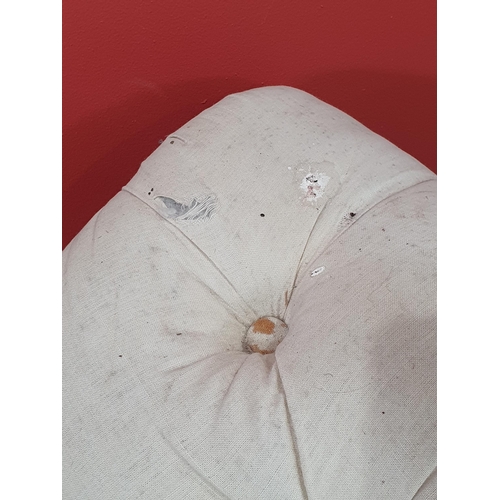 18 - A cream button upholstered miniature Chaise Longue/Day Bed, the painted frame with gilt floral and s... 