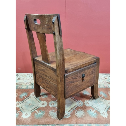 23 - A Vernacular oak Child's Chair with box seat fitted side drawer 2ft 4in H x 1ft 4in W (R2)