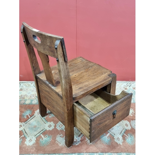 23 - A Vernacular oak Child's Chair with box seat fitted side drawer 2ft 4in H x 1ft 4in W (R2)