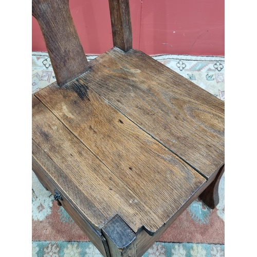 23 - A Vernacular oak Child's Chair with box seat fitted side drawer 2ft 4in H x 1ft 4in W (R2)
