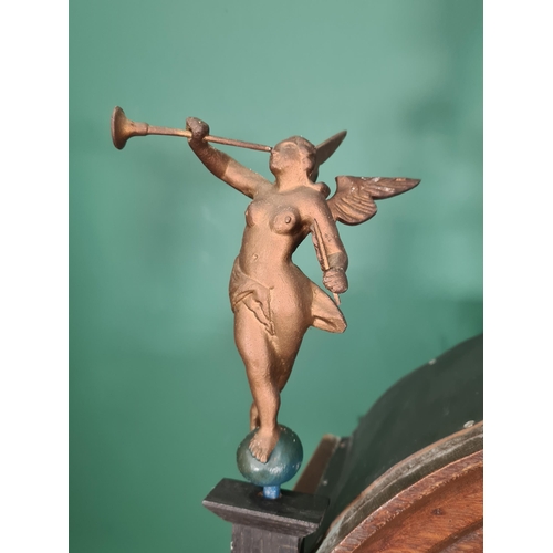 26 - A Dutch oak cased Wall Clock with painted arched dial depicting fishing scenes with figural decorati... 