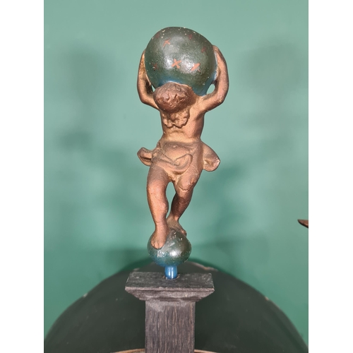 26 - A Dutch oak cased Wall Clock with painted arched dial depicting fishing scenes with figural decorati... 