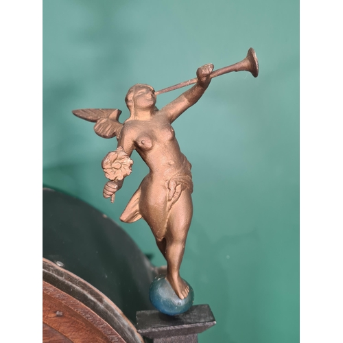 26 - A Dutch oak cased Wall Clock with painted arched dial depicting fishing scenes with figural decorati... 