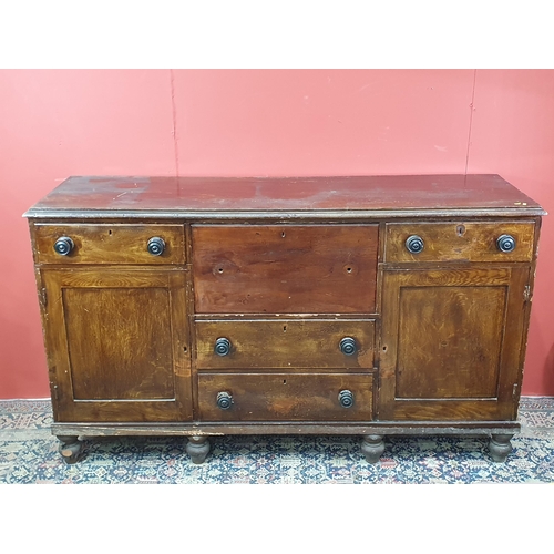 36 - A scumble painted pine Dresser Base/Houskeepers Cupboard Base with moulded top, the centre fitted wi... 