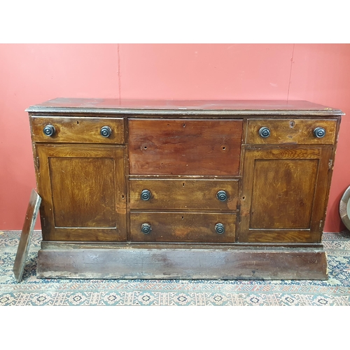 36 - A scumble painted pine Dresser Base/Houskeepers Cupboard Base with moulded top, the centre fitted wi... 