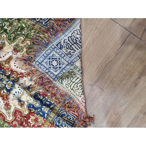 37 - A bordered Table Cloth, the central ground with floral designs, 3ft square, a tapestry Wall Hanging ... 