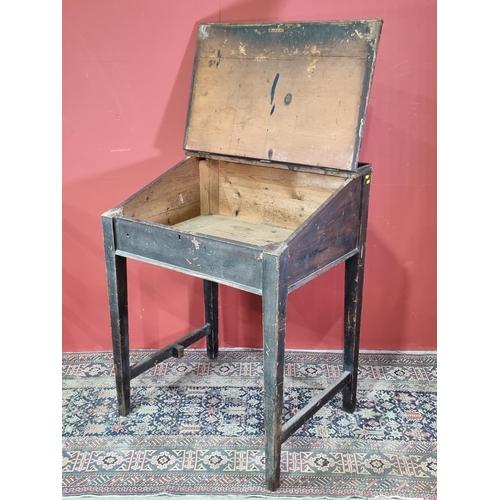 46 - A painted pine Clerk's Desk, raised on squared tapered supports, 43in H x 33in W x 2ft 2in D, (R4)