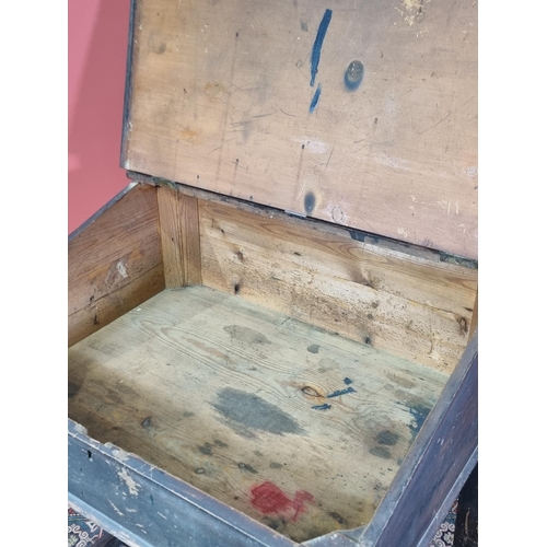 46 - A painted pine Clerk's Desk, raised on squared tapered supports, 43in H x 33in W x 2ft 2in D, (R4)