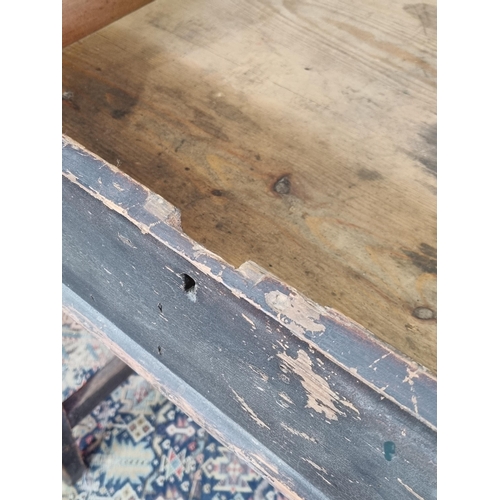 46 - A painted pine Clerk's Desk, raised on squared tapered supports, 43in H x 33in W x 2ft 2in D, (R4)