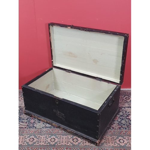 47 - A covered pine Storage Trunk with brass studded decoration, pair of carry handles, plinth base and c... 