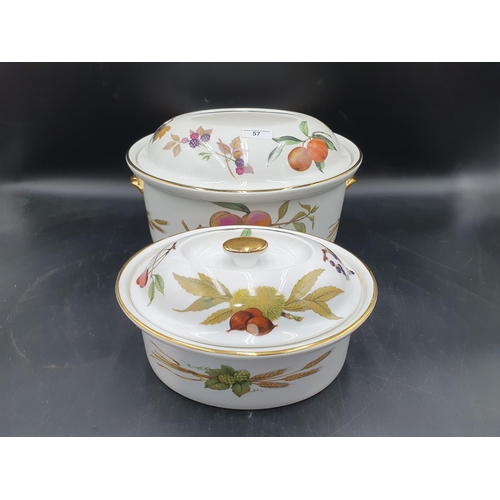 57 - Two Royal Worcester oval Tureens and Covers Evesham pattern, Sizes 1 & 5 (R2)