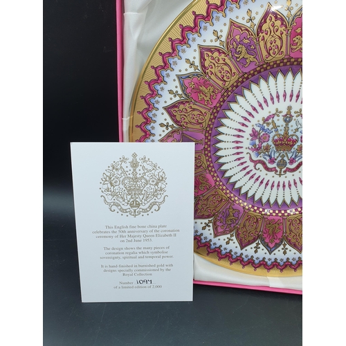 59 - The Royal Collection bone china Ltd Edition Lionhead Beaker and Plate commemorating 50th anniversary... 