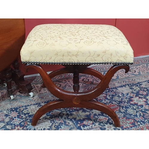 600 - A Victorian walnut Sutherland Table on turned supports 2ft 3in W x 2ft 2in H and a mahogany X-frame ... 