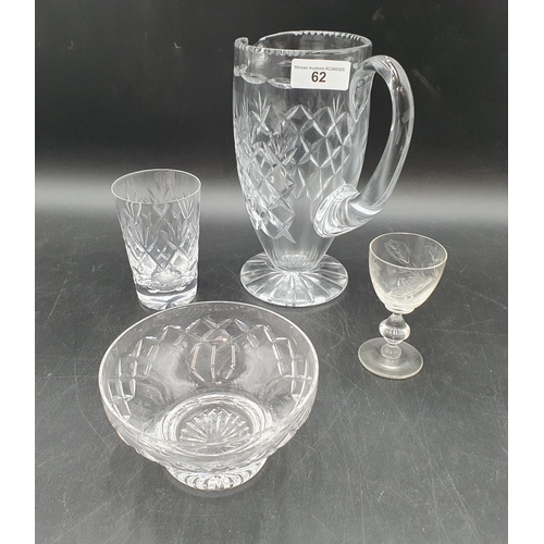 62 - A quantity of Glassware including Tumblers, Liqueurs, Sundae Dishes and a Water Jug (R4)