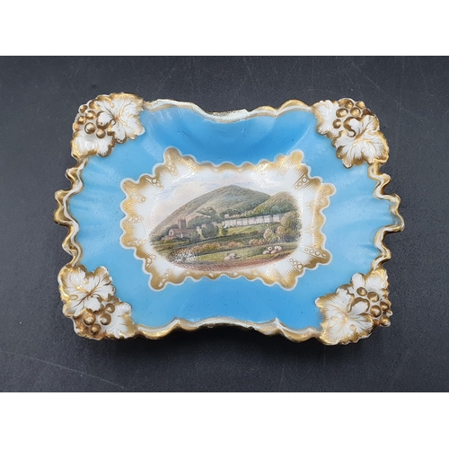 63 - A Grainger Worcester Trinket Dish finely painted central reserve of Malvern, turquoise and gilt surr... 