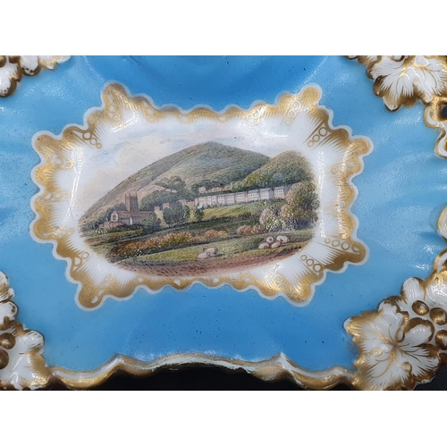 63 - A Grainger Worcester Trinket Dish finely painted central reserve of Malvern, turquoise and gilt surr... 