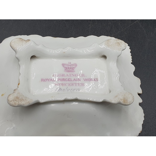 63 - A Grainger Worcester Trinket Dish finely painted central reserve of Malvern, turquoise and gilt surr... 