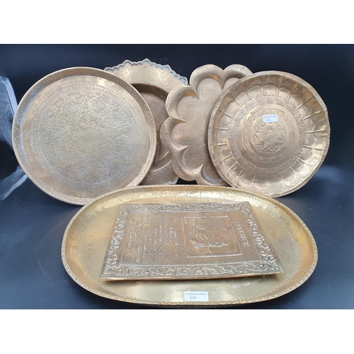 64 - Eastern Metalware including Jardinieres, Plates, Trinket Box, Pepper Mill, Trays,  etc (R4)