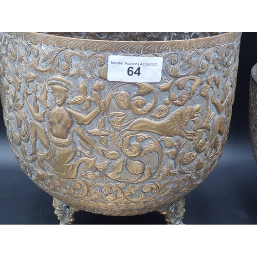 64 - Eastern Metalware including Jardinieres, Plates, Trinket Box, Pepper Mill, Trays,  etc (R4)