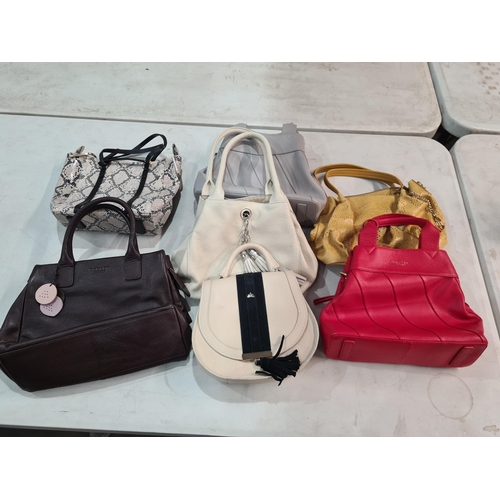 73 - A red leather Handbag by Radley London, and six other leather Handbags by Radley, Demellier, etc (R3... 