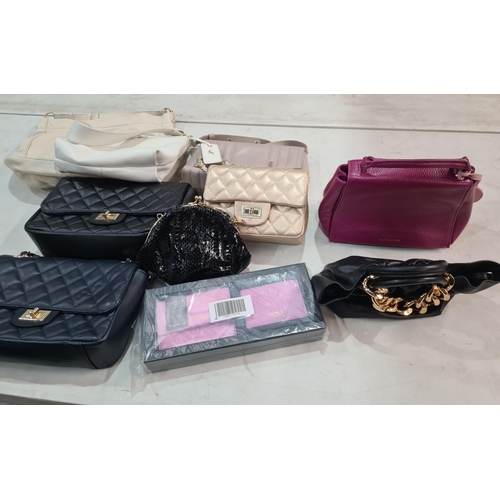 77 - A pink leather Handbag by Lulu Guiness, and eight others by Demellier, etc (R3)