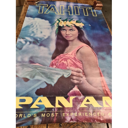 78 - Four Travel Posters: Tahiti, Panam, 42 x 28in, Las Vegas, Western Airlines, P & O Holiday Cruises, 4... 