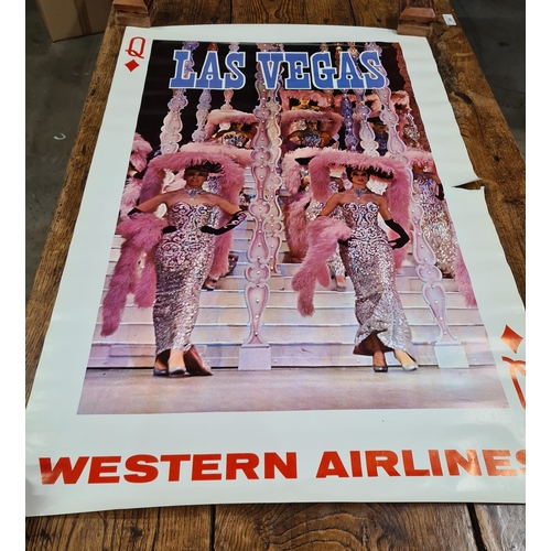 78 - Four Travel Posters: Tahiti, Panam, 42 x 28in, Las Vegas, Western Airlines, P & O Holiday Cruises, 4... 