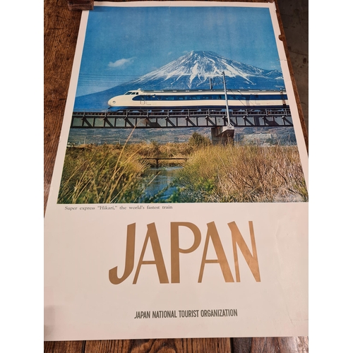 79 - Four Travel Posters: Italy, 38 x 24in, Japanese Airlines x 2, 39 x 25in, and Japanese Railway