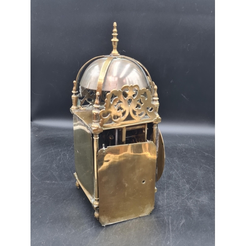 82 - A 17th century style brass cased Lantern Type Clock with circular dial inscribed Will'm Mayhem, Wood... 