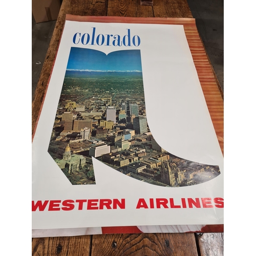 85 - Three large Travel Posters: Italy, Panam, Colarado, Western Airlines, and Hawaii, Canadian Pacific, ... 