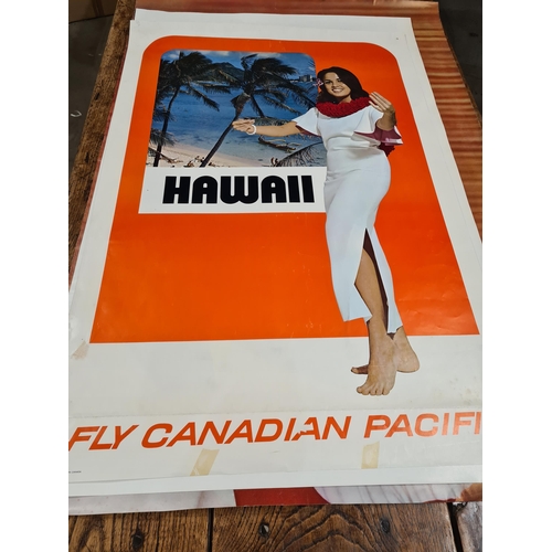 85 - Three large Travel Posters: Italy, Panam, Colarado, Western Airlines, and Hawaii, Canadian Pacific, ... 