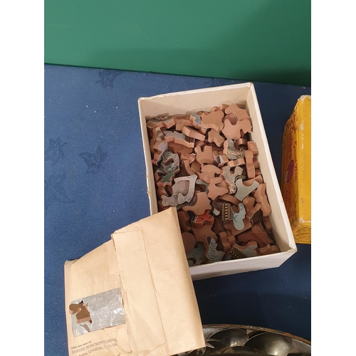 90 - A selection of Tins, two wooden Jigsaws, two Pocket Watches, a quantity of play worn Models, Playing... 