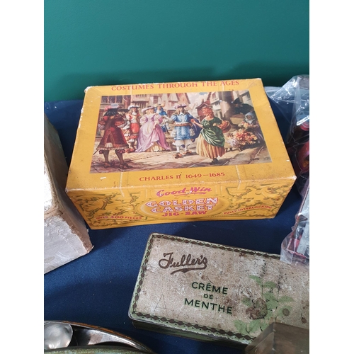 90 - A selection of Tins, two wooden Jigsaws, two Pocket Watches, a quantity of play worn Models, Playing... 