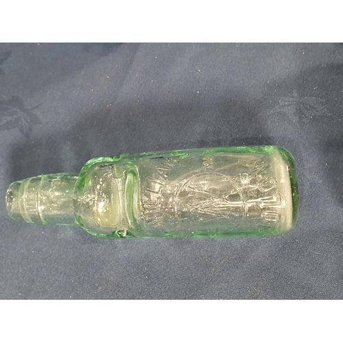 92 - A pair of blue glass Flasks, 5 1/2 in H, four marble neck Bottles with makers names, a Brylcream gla... 