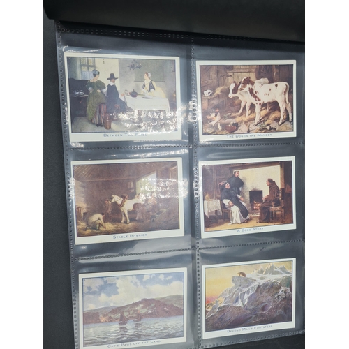 96 - A green Album containing Sets of Cigarette Cards including dogs, birds, historians, paintings, kings... 