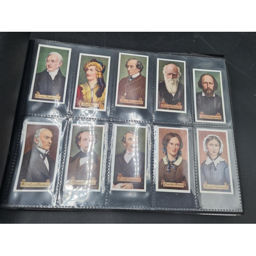 96 - A green Album containing Sets of Cigarette Cards including dogs, birds, historians, paintings, kings... 