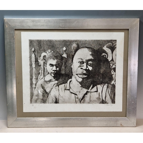 ROGAN ROY. Portrait Study, etching, numbered 1/6 and pencil signed in ...