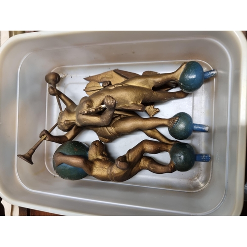 26 - A Dutch oak cased Wall Clock with painted arched dial depicting fishing scenes with figural decorati... 