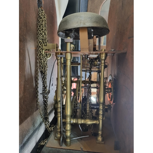 26 - A Dutch oak cased Wall Clock with painted arched dial depicting fishing scenes with figural decorati... 