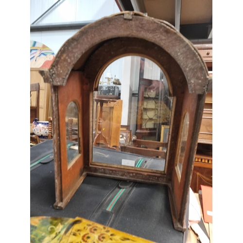 26 - A Dutch oak cased Wall Clock with painted arched dial depicting fishing scenes with figural decorati... 