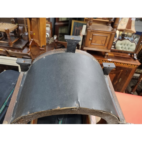 26 - A Dutch oak cased Wall Clock with painted arched dial depicting fishing scenes with figural decorati... 