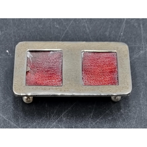 121 - A Victorian silver Double Stamp Case on ball feet, Birmingham 1900, maker: Deakin & Francis