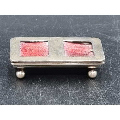121 - A Victorian silver Double Stamp Case on ball feet, Birmingham 1900, maker: Deakin & Francis